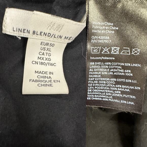 H&M‎ Black Polka Dot Midi Dress Puff Sleeve Sweetheart Neckline Size XL - Picture 14 of 16